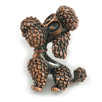 Copper Tone Poodle Dog Brooch/ Pendant - 40mm Tall