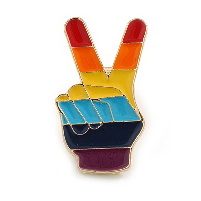 LGBTQ Gay Pride Multicoloured Enamel Pin Brooch in Black Tone - 33mm Tall