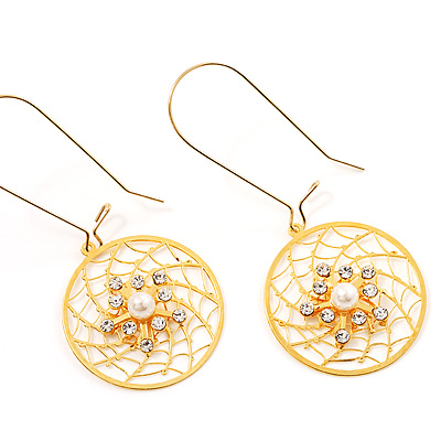 Gold Web Circle Earrings
