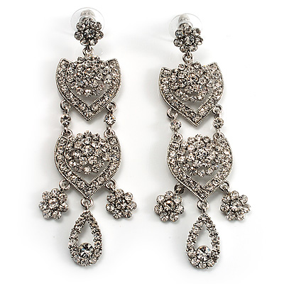 Divine Extravagance Chandelier Earrings (Silver&Clear) - main view