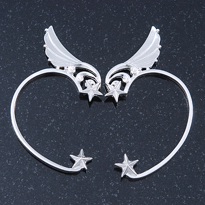 One Pair Wing & Star Ear Hook Cuff Earring In Silver Plating