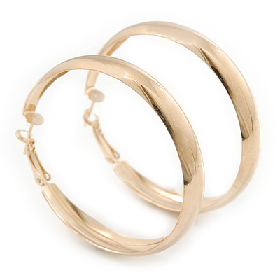 Large Polished Gold Plated Hoop Earrings - 45mm Diameter - main view