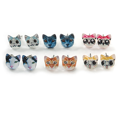 Children's/ Teen's / Kid's Acrylic Little Kittens Stud Earrings Set