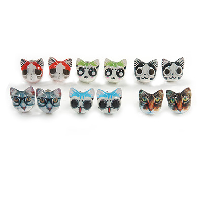 Children's/ Teen's / Kid's Acrylic Little Kittens Stud Earrings Set