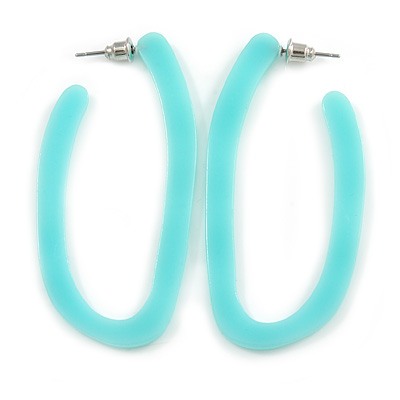 Trendy Mint Acrylic/ Plastic/ Resin Oval Hoop Earrings - 60mm L - main view