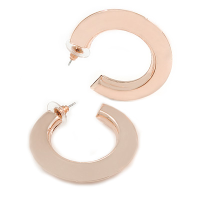 40mm Medium Mirrored Acrylic Hoop Earrings In Rose Gold Tone