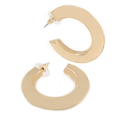 40mm Medium Mirrored Acrylic Hoop Earrings In Gold Tone