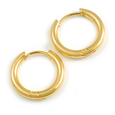 Minimalist Small Sleeper Hoop Huggie Earrings in Gold Tone Suitable for Men/Women/18mm D