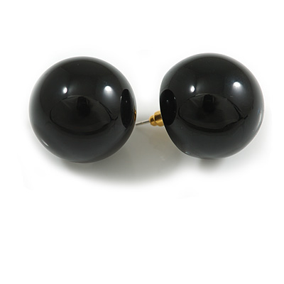 20mm Diameter/ Black Acrylic Ball Stud Earrings