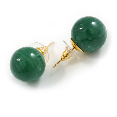 15mm D/ Green Acrylic Ball Stud Earrings