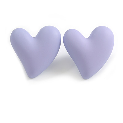 Lilac Acrylic Heart Stud Earrings (one-sided design) - 25mm Tall