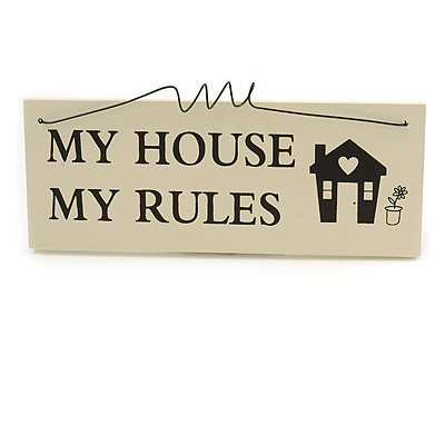 Funny Friends Relationship Home Rules Family Relatives HUSBAND WIFE WORK BOSSY Quote Wooden Novelty Plaque Sign Gift Ideas - main view
