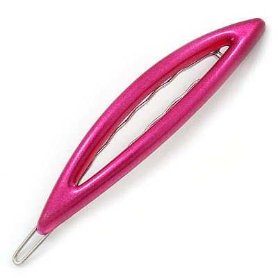 Oval Deep Pink Acrylic Hair Slide - 90mm Across