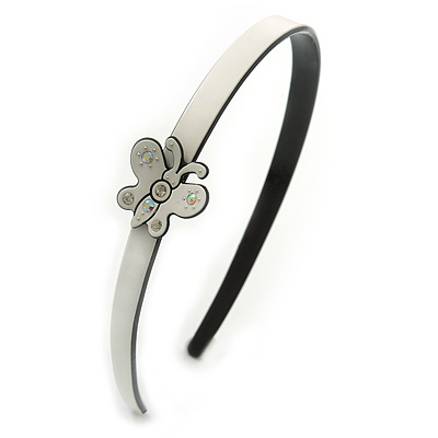White/ Black Acrylic Alice/ Hair Band/ HeadBand with Crystal Butterfly - main view