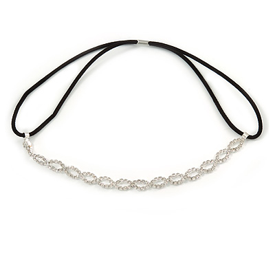 Fancy Multi Loop Clear Crystal Elastic Hair Band/ Elastic Band/ Headband - 47cm L (not stretched) - main view