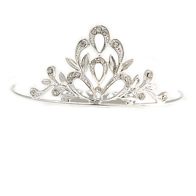 Fairy Princess Bridal/ Wedding/ Prom/ Party Silver Tone Crystal Mini Hair Comb Tiara - 55mm - main view