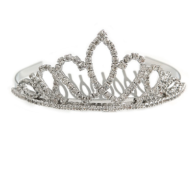 Fairy Princess Bridal/ Wedding/ Prom/ Party Silver Tone Crystal Mini Hair Comb Tiara - 85mm