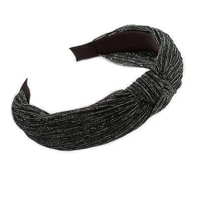 Black with Silver Thread Fabric Flex HeadBand/ Head Band - main view