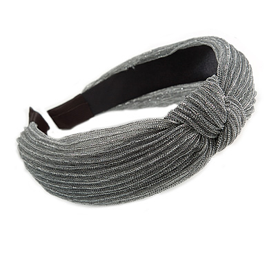 Grey with Silver Thread Fabric Flex HeadBand/ Head Band - main view