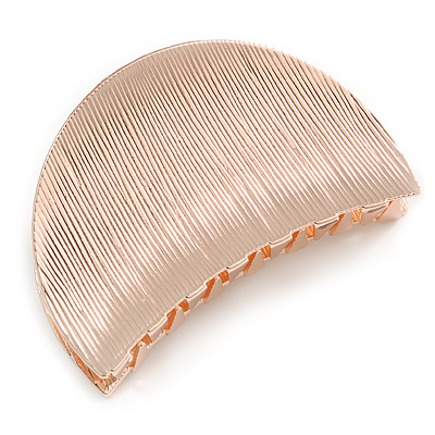 Rose Gold Tone Metal Scratched Crescent Hair Claw/ Clamp - 60mm Across