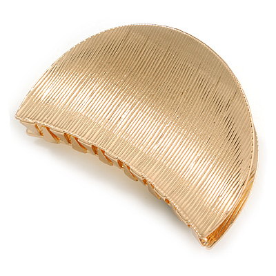 Gold Tone Metal Scratched Crescent Hair Claw/ Clamp - 60mm Across