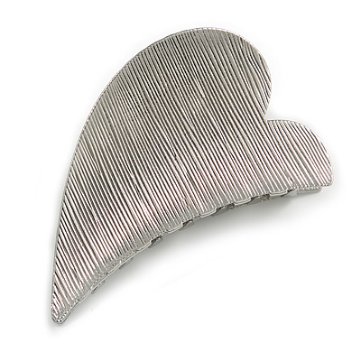 Gunmetal Finish Scratched Heart Hair Claw/ Clamp - 65mm Across