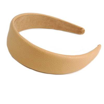 Beige Wide Chunky PU Leather, Faux Leather Hair Band/ HeadBand/ Alice Band