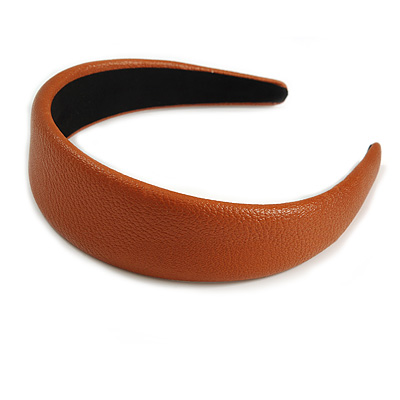 Tan Wide Chunky PU Leather, Faux Leather Hair Band/ HeadBand/ Alice Band - main view