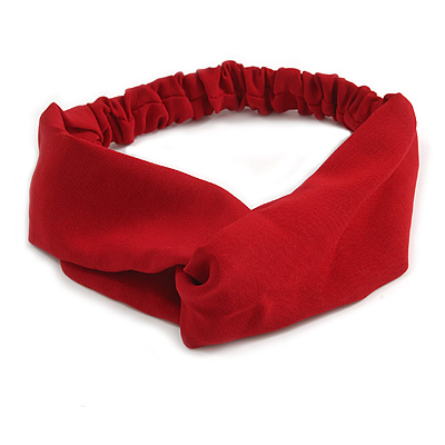 Classic Burgundy Red Twisted Fabric Elastic Headband/ Headwrap