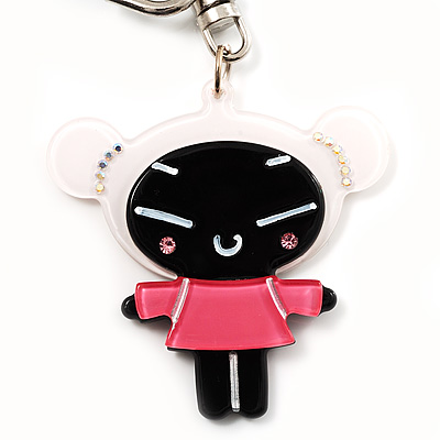 Black Plastic Japanese Girl Handbag Charm Key Chain