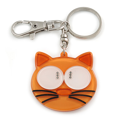 Plastic Funky Cat Key Ring/Handbag Charms (Brown) - main view