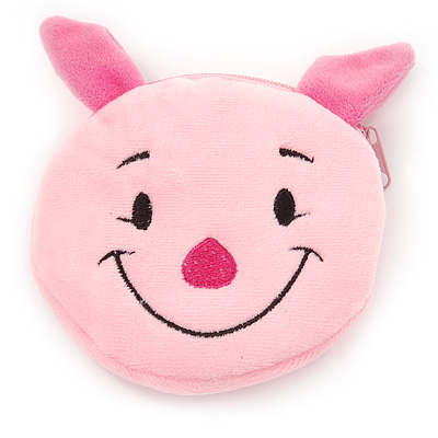 Ligth Pink Little Piggy Fabric Coin Purse/ Bag Charm for Kids - 10.5cm Width - main view