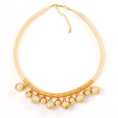 Exquisite Gold Tone Stretch Costume Necklace