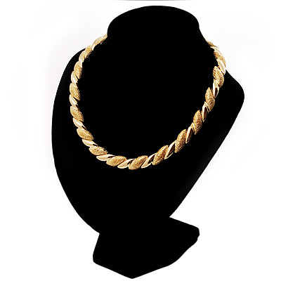 Statement Textured Choker Necklace (Gold Tone)