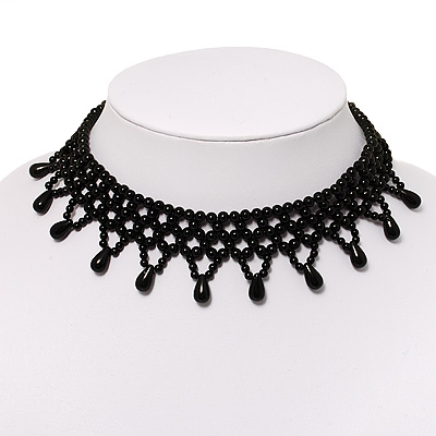 Black Acrylic Bead Flex Fancy Dress Party Choker
