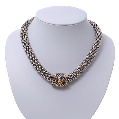 Two-Tone Mesh Magnetic Necklace - 40cm Length