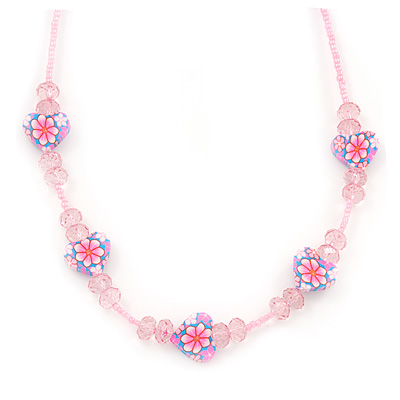 Children's Pink 'Heart' Necklace - 36cm Length/ 4cm Extension