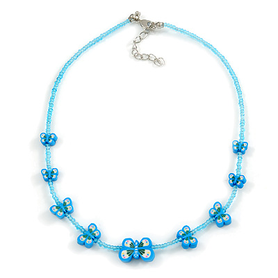 Children's Blue Butterfly Necklace - 36cm Length/ 4cm Extension