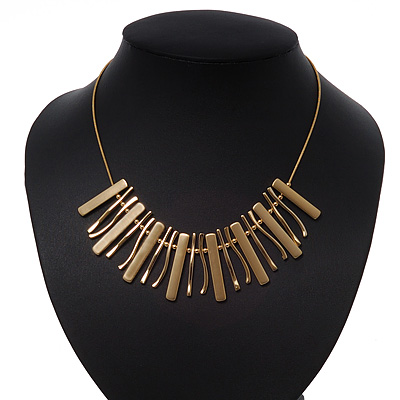 Brushed/Polished Gold Bar Necklace - 38cm Length/ 8cm Extension