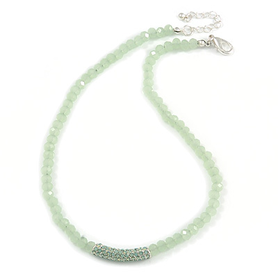 Light Green Mountain Crystal and Swarovski Elements Choker Necklace - 36cm Length (5cm extension)