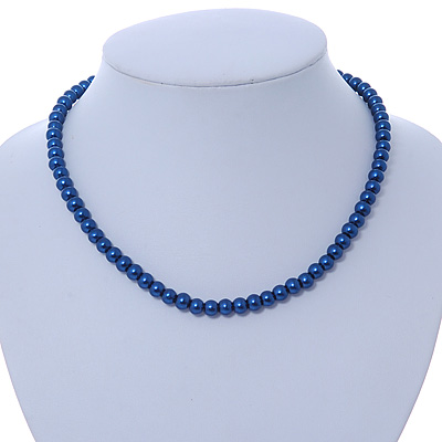 7mm Acrylic Duke Blue Bead Necklace - 37cm L