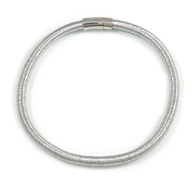 Unique Silver Thread Magnetic Necklace In Silver Tone - 45cm Long