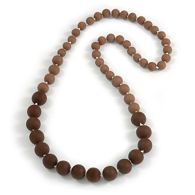 Long Graduated Brown Resin Bead Necklace - 78cm L