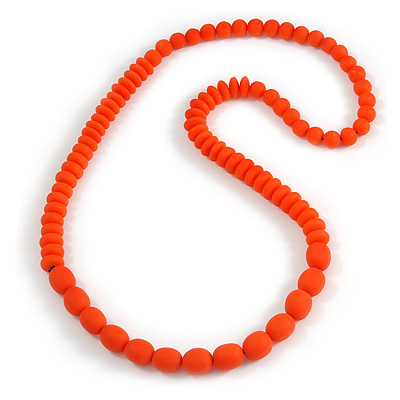 Orange Resin Bead Long Necklace - 86cm Long