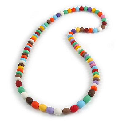 Multicoloured Resin Bead Long Necklace - 86cm Long - main view