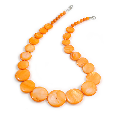 Pumpkin Orange Graduated Shell Necklace/47cm Long/Slight Variation In Colour/Natural Irregularities