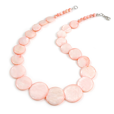 Pastel Pink Graduated Shell Necklace/47cm Long/Slight Variation In Colour/Natural Irregularities - main view