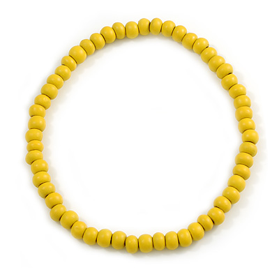 10mm/Unisex/Men/Women Banana Yellow Round Bead Wood Flex Necklace - 45cm Long
