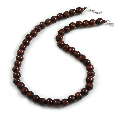 15mm/Unisex/Men/Women Brown Round Wood Beaded Necklace/Slight Variation In Colour/Natural Irregularities/70cm L/3cm Ext