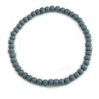 10mm/Unisex/Men/Women Grey Round Bead Wood Flex Necklace - 45cm Long